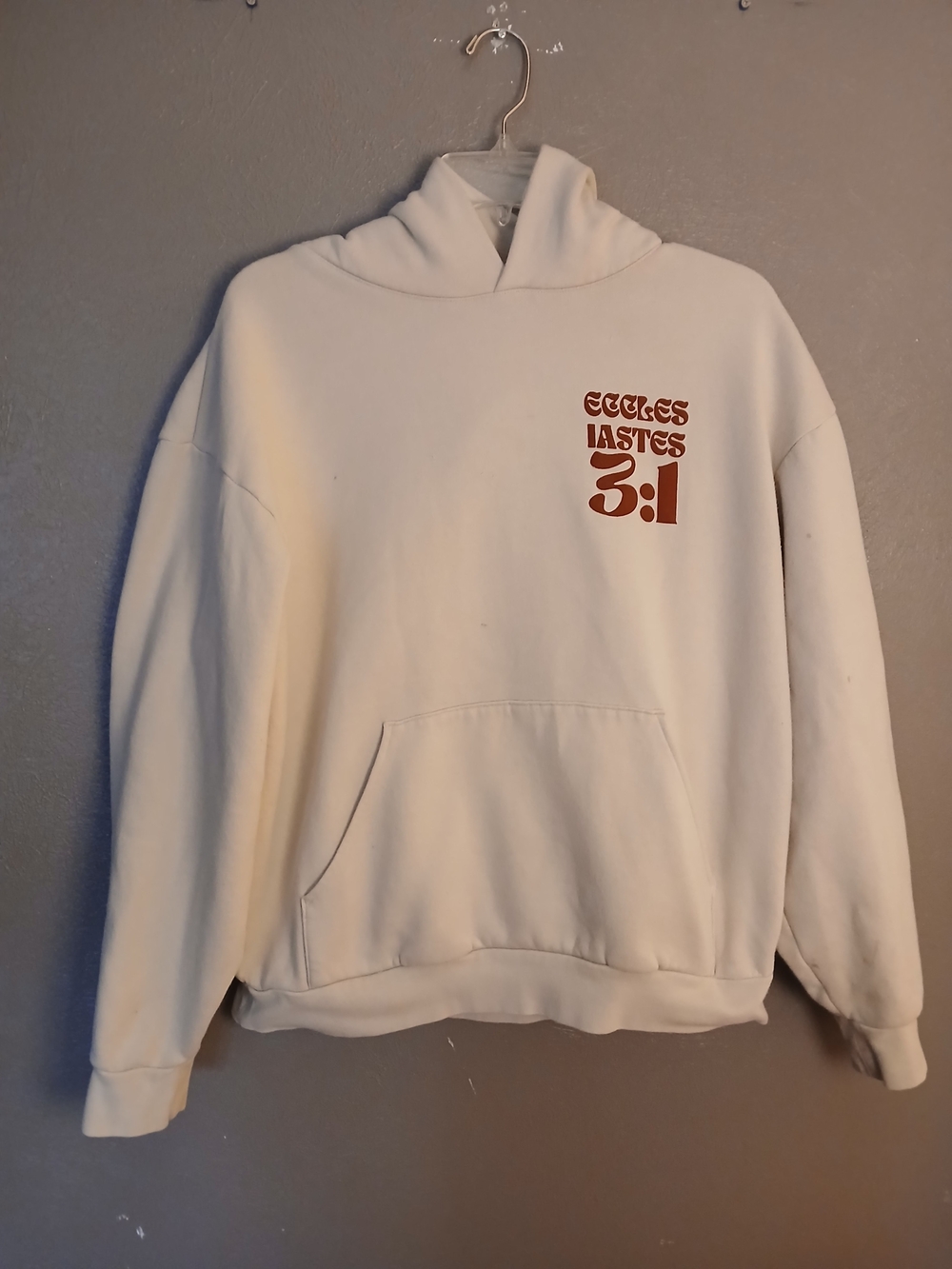 Cream Graphic Pullover Hoodie - Ecclesiastes 3:1,  Small